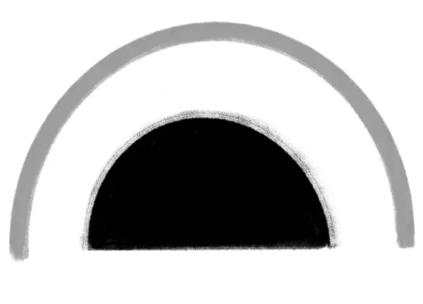 Blå Grå Svart Geometrisk Halv Cirkel Minimal Stil Element Hand — Stockfoto