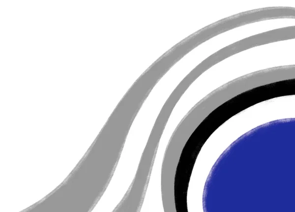Blau Grau Schwarz Klecks Organisch Geometrisch Minimal Stilelement Hand Zeichnung — Stockfoto