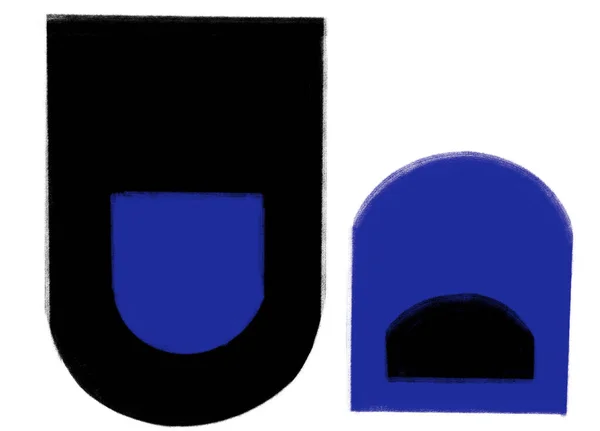 Синій Сірий Чорний Геометричний Мінімальний Стиль Елемент Ілюстрація Малювання Рук — стокове фото