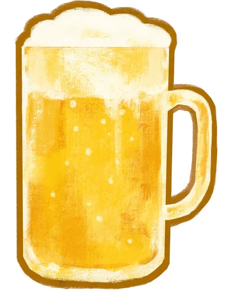 Cold god larger beer with foam alcohol booze drink hand digital painting illustration art