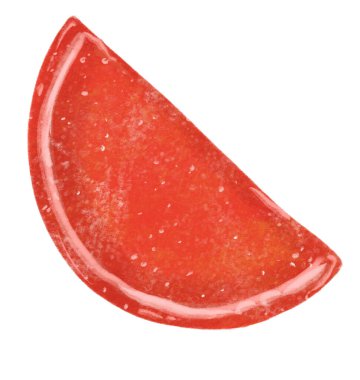 Strawberry flavor fruit jelly coated with sugar sweet candy hand painting illustration art