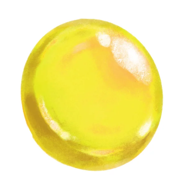 Yellow Clear Hard Cany Sweets Fruit Flavour Digital Paint Illustration — Fotografia de Stock