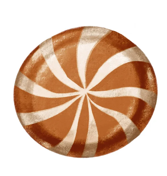 Chocolate Swirl Candy Christmas Festival Candy Hand Drawing Painting Illustration — Photo