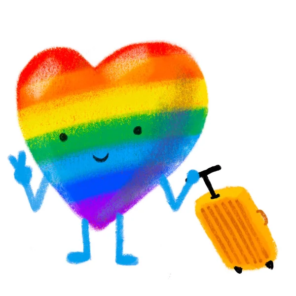 Pýcha Duha Srdce Symbol Cestování Lgbtq Rovnost Práva Ručně Kreslené — Stock fotografie