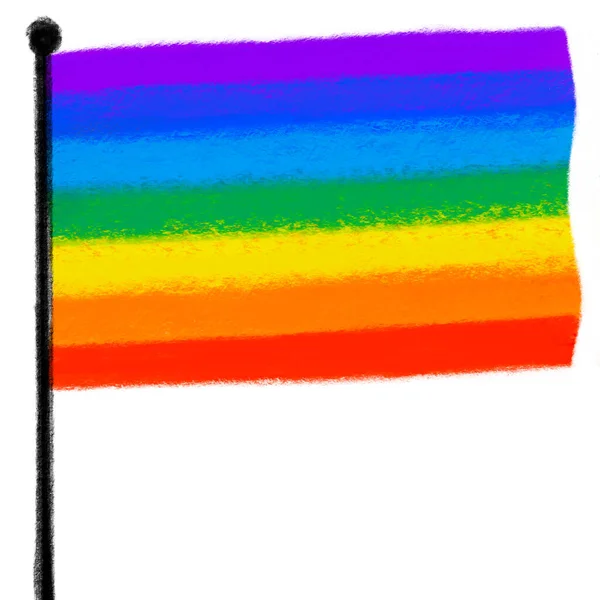 Bandeira Orgulho Arco Íris Símbolo Lgbtq Igualdade Direitos Mão Desenhada — Fotografia de Stock