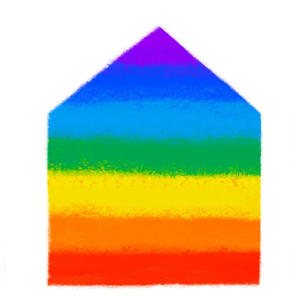 Huis Huis Symbool Trots Regenboog Symbool Lgbtq Gelijkheid Rechten Hand — Stockfoto