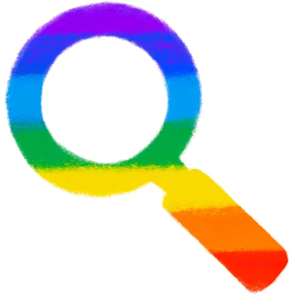 Zoeken Vergrootglas Trots Regenboog Symbool Lgbtq Gelijkheid Rechten Met Hand — Stockfoto