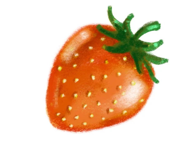 Jordgubbar Röda Frukter Sommar Saftig Målning Akvarell Illustration Konst — Stockfoto