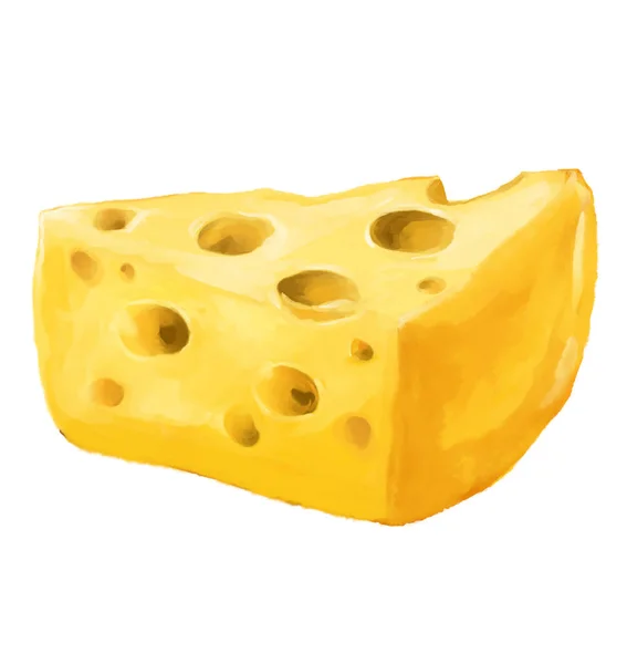 Çukurlu Peynir Tereyağı Dilimi Suluboya Resimli Süt Ürünü Sanatı — Stok fotoğraf