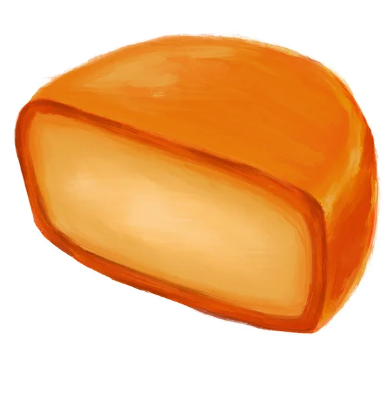 奶酪砂轮红蜡包覆乳制品数码油画画Gouda — 图库照片