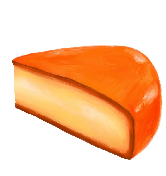 Ruota Formaggio Cera Rossa Rivestito Latticini Digitale Pittura Olio Illustrazione — Foto Stock