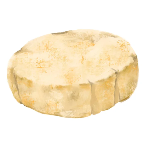 Roda Queijo Brie Molde Branco Amanteigado Sabor Leitoso Digital Pintura — Fotografia de Stock
