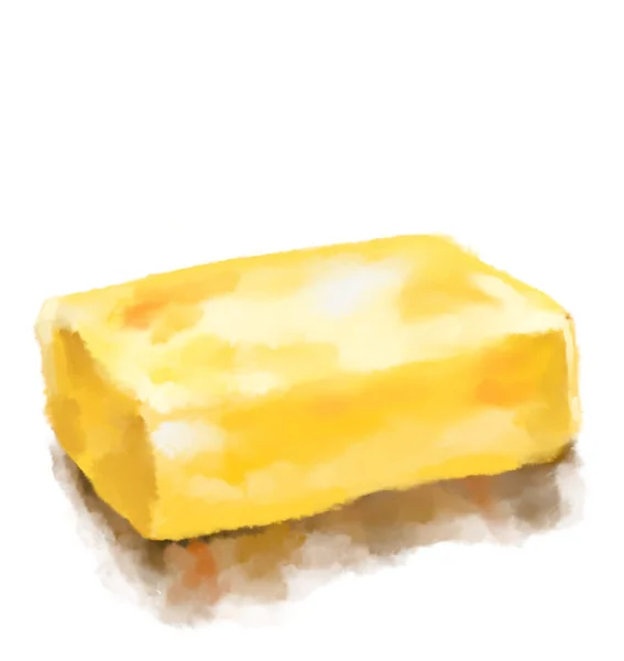 Butter Gelb Milchig Aufstrich Milchprodukt Aquarell Gemälde Illustration Kunst — Stockfoto