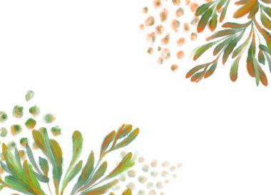 Tropik kırmızı yeşil bitki sonbahar suluboya el çizimi resim sanatı