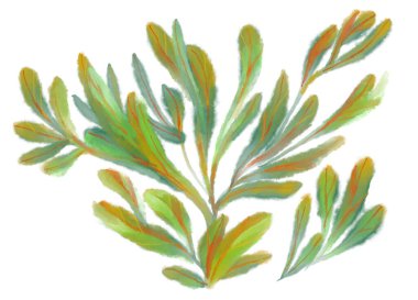 Tropik kırmızı yeşil bitki sonbahar suluboya el çizimi resim sanatı