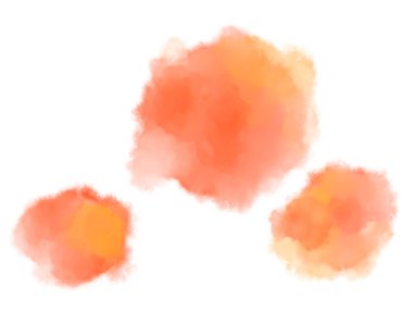 Renkli turuncu suluboya damlaları fırça darbeleriyle resim sanatı yapıyor