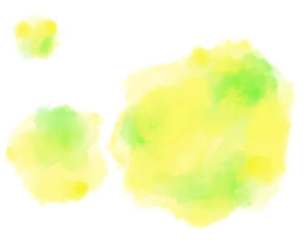 Färgglada Gula Akvarell Blobs Droppar Pensel Handmålning Illustration Konst — Stockfoto