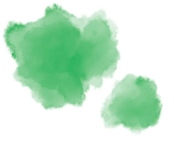 Kolorowy Zielony Akwarela Plamy Krople Pędzel Ręka Malarstwo Ilustracja Sztuka — Zdjęcie stockowe