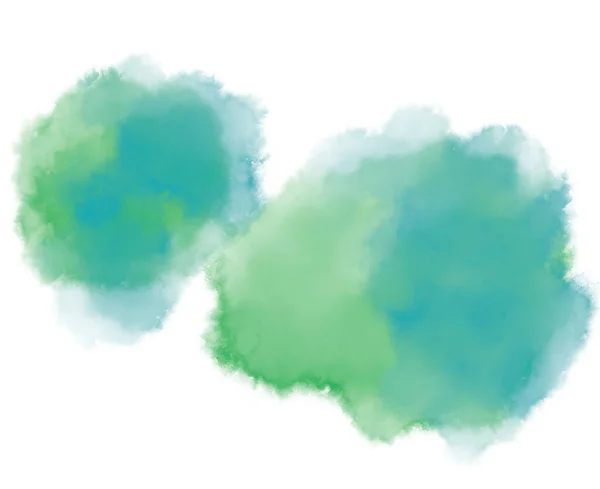 Colorido Verde Aquarela Blobs Gotas Escova Mão Pintura Ilustração Arte — Fotografia de Stock