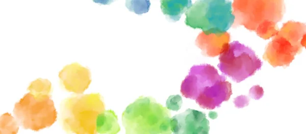 Färgglada Regnbåge Akvarell Klumpar Banner Pensel Handmålning Illustration Konst — Stockfoto