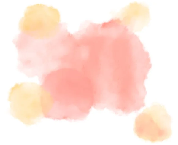 玫瑰粉红黄橙彩绘水彩画滴下柔和甜蜜的有机艺术元素 — 图库照片