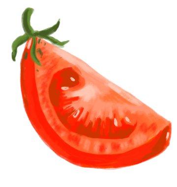 Kırmızı sulu taze domates dilimlenmiş el boyama sanatı