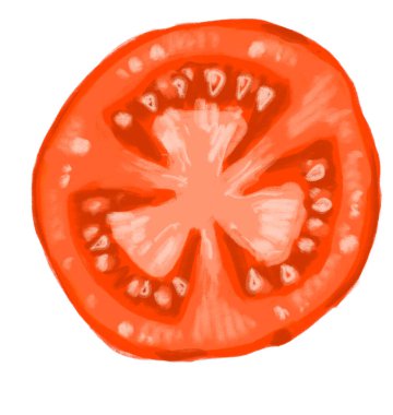 Kırmızı sulu taze domates dilimlenmiş el boyama sanatı