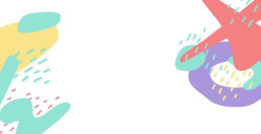 KId pastel eğlenceli rengarenk özgür form organik boho doodle el çizim illüstrasyon afişi ögesi