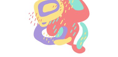 KId pastel eğlenceli rengarenk özgür form organik boho doodle el çizim illüstrasyon afişi ögesi