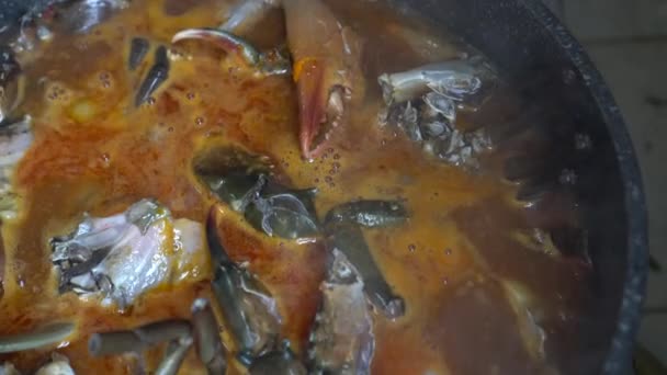 Singapore Chili Crab Curry Base Add Ketchup Sauce Fried Onion — Stock Video