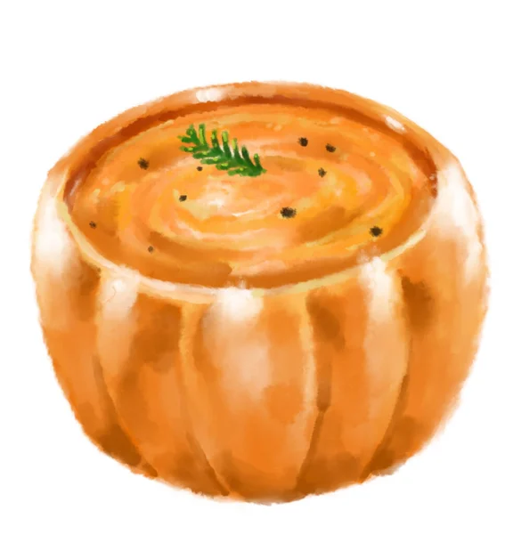 Tökleves Akvarell Illusztráció Ősz Halloween Élelmiszer Művészet — Stock Fotó