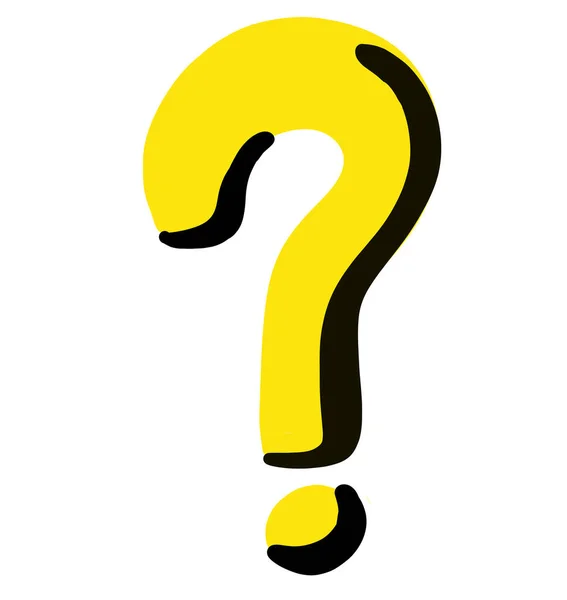 Znak Zapytania Żółty Doodle Symbol Ikona Ręcznie Rysowane Ilustracja Sztuka — Zdjęcie stockowe