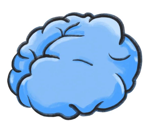 Depressão Infeliz Triste Cinza Azul Cérebro Cartoon Ilustração Mental Conceito — Fotografia de Stock
