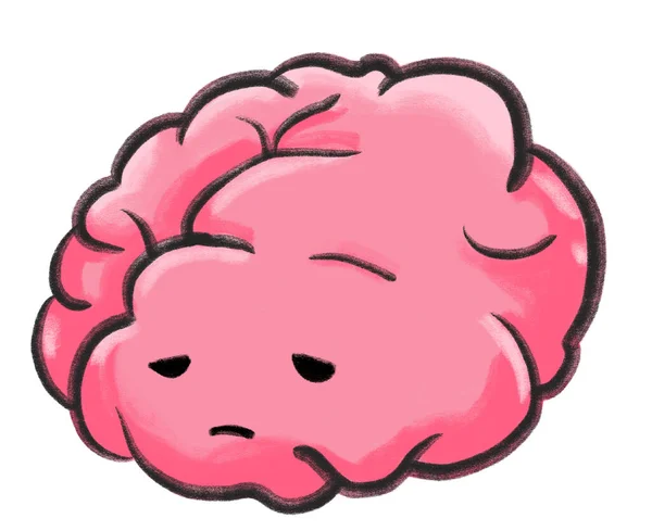 Depressione Infelice Triste Grigio Blu Cervello Cartone Animato Illustrazione Mentale — Foto Stock