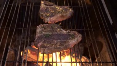 BBQ pork chop on charcoal frame grill barbecue party 4th of july