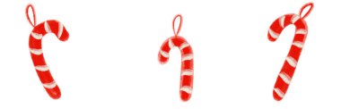 Red Christmas sugar sweet cane hanging christmas decorative banner illustration art