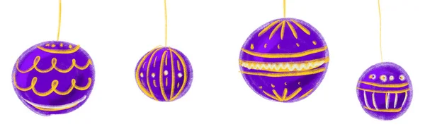 Christmas Bauble Hanging Ball Ornament Decoration Baaner Element Illustration Art — Foto Stock