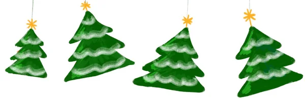 Dekoratif Noel Çam Ağacı Mücevherleri Pankart Asma Çizim Sanatı — Stok fotoğraf