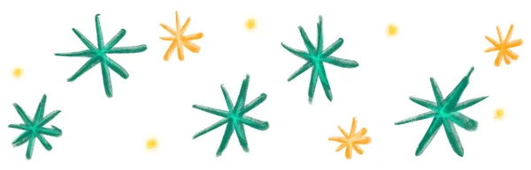 Christmas Shiny Sparkle Stars Banner Decorative Ornament Doodle Illustration Art — ストック写真