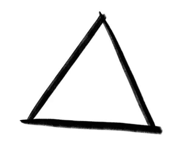 Linha Tinta Preta Triângulo Doodle Esboço Mão Livre Desenho Forma — Fotografia de Stock