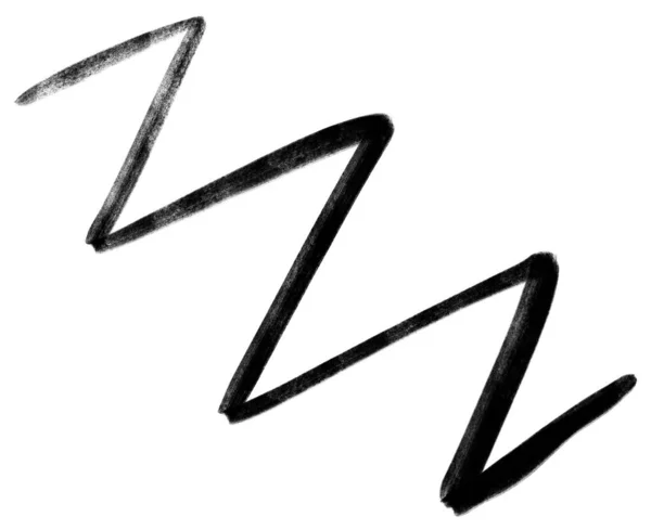 Black Ink Line Zig Zag Doodle Freehand Sketch Drawing Shape — 图库照片