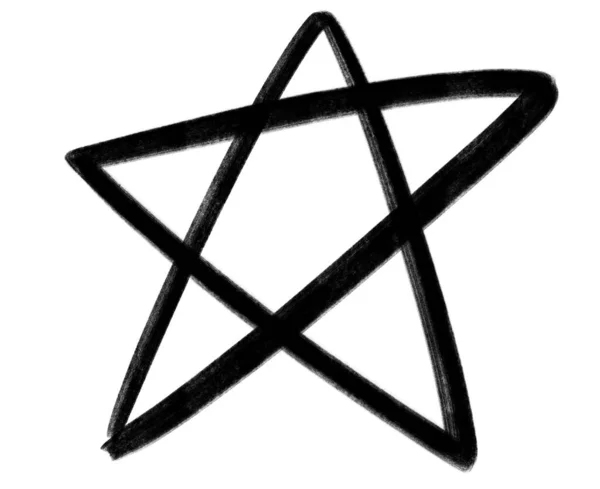 Black Ink Line Star Doodle Freehand Sketch Drawing Shape Form — Stock fotografie