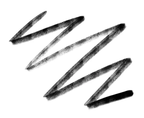 Black Ink Line Zig Zag Doodle Freehand Sketch Drawing Shape — Zdjęcie stockowe