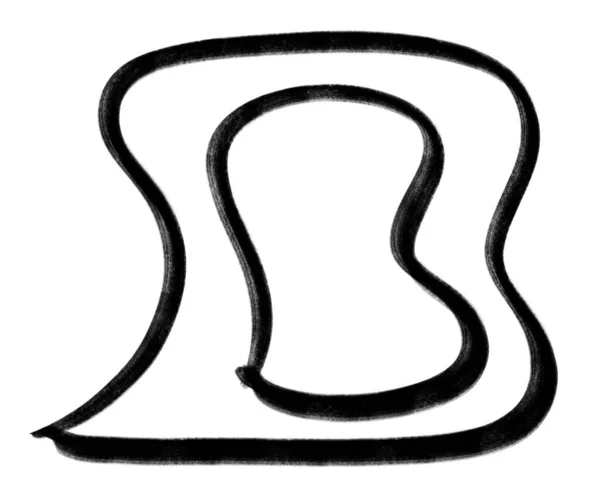 Black Ink Line Pebble Blob Doodle Freehand Sketch Drawing Shape — 스톡 사진