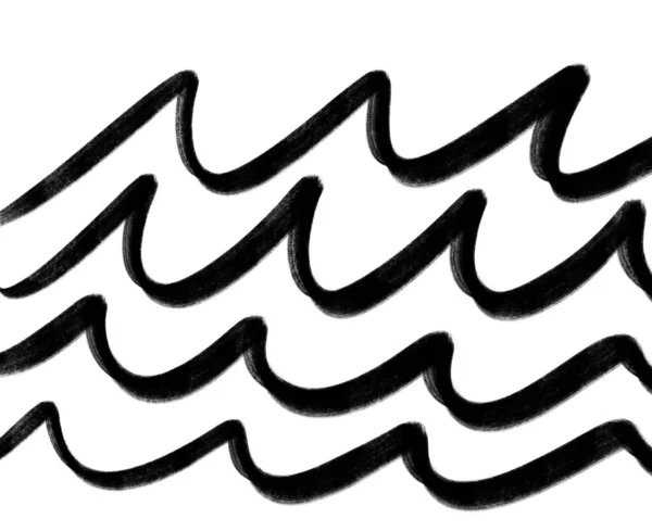 Black Ink Line Wave Banner Doodle Freehand Sketch Drawing Shape — Zdjęcie stockowe