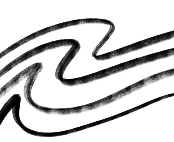 Black Ink Line Wave Banner Doodle Freehand Sketch Drawing Shape — Stockfoto