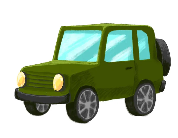 Advanture Voiture Verte Jeep Hors Route Dessin Dessin Dessin Illustration — Photo