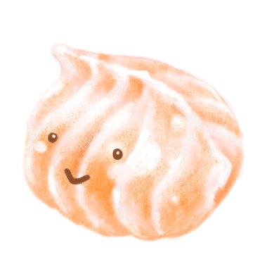Har gow shrimp dim sum dumpling Chinese steamed character cartoon illustration art