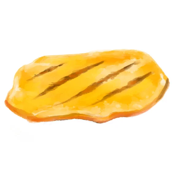 Yellow Grilled Cheese Slice Melting Watercolor Painting Art — Stockfoto