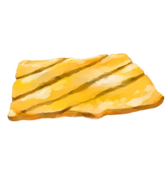 Yellow Grilled Cheese Slice Melting Watercolor Painting Art — Foto de Stock